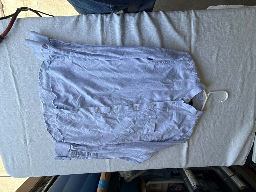 Walker Slater Collarless Long Sleeve Linen Shirt